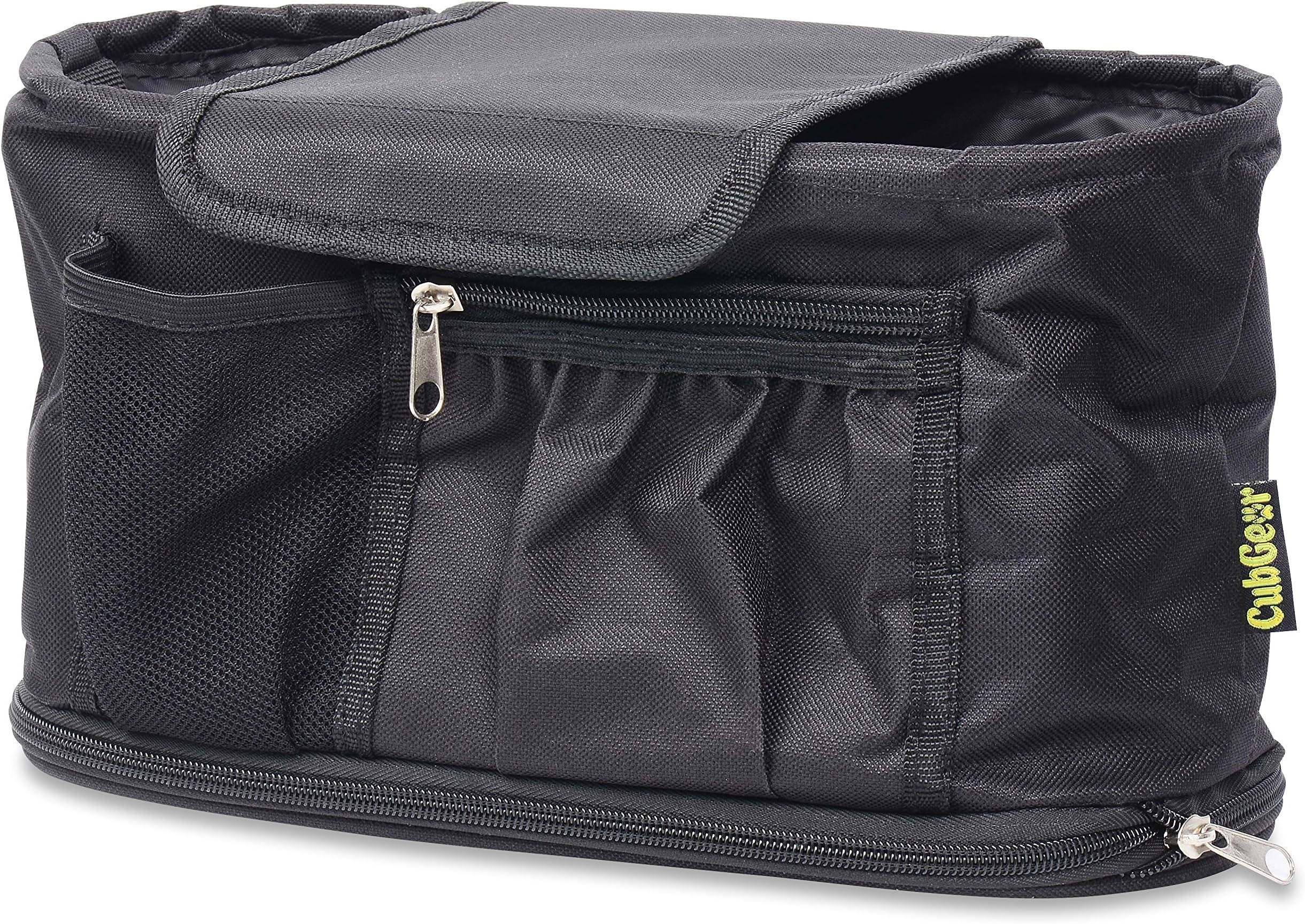 Universal Stroller Organizer, Best Quality Multi-Purpose Accessories Bag with Free Shoulder Strap Included. Easy to Access Carry-All with Beverage Holders, by CubGear (Black)