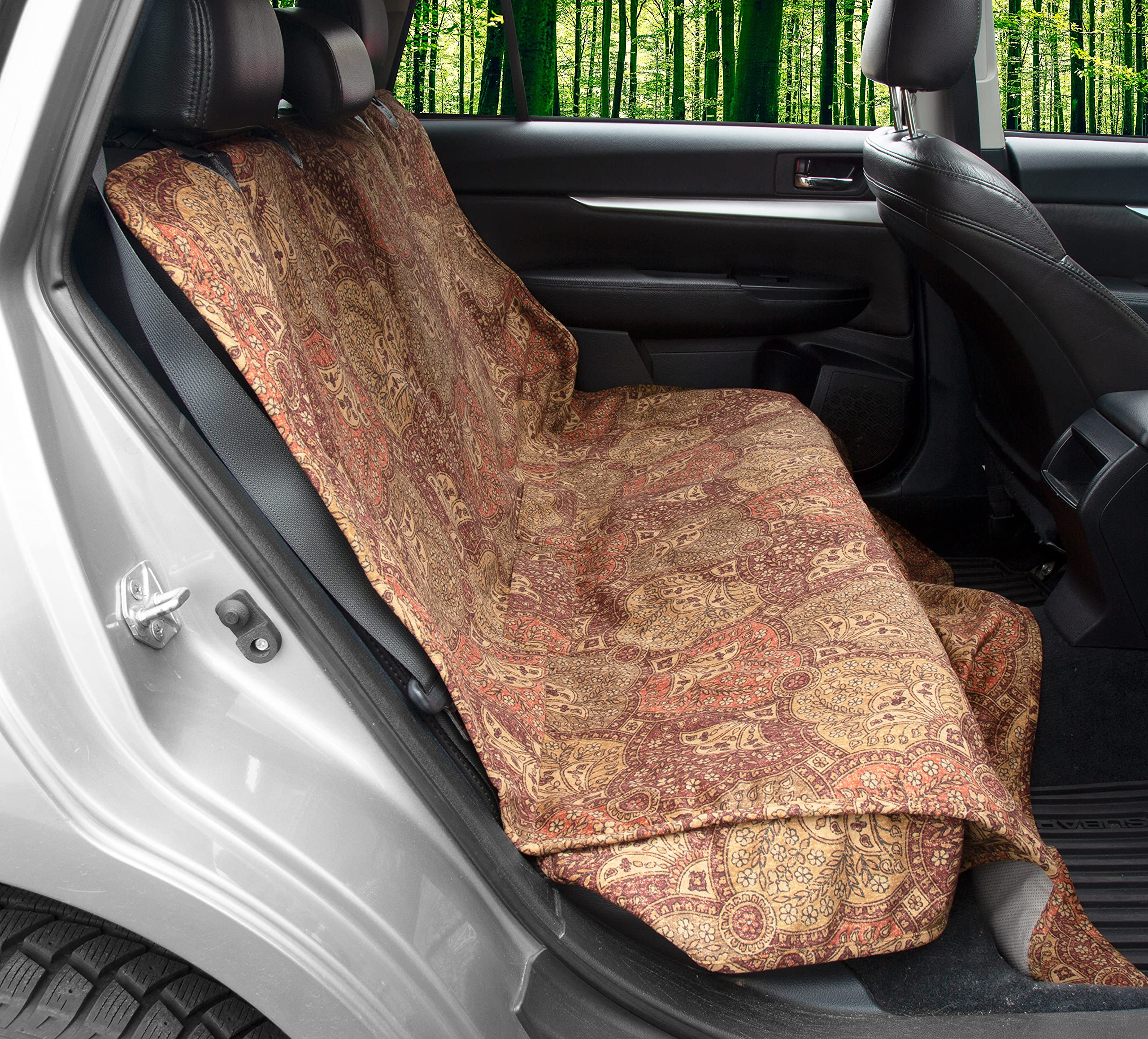 Floppy Ears Design Microfiber Print Car/SUV Back Seat Protector (Brown Print)