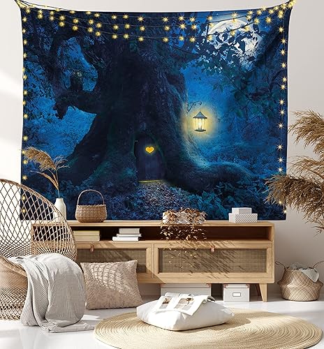 Miniatura 135 de Ambesonne Tapiz gótico, patio con hiedra encantada en la puerta antigua al bosque, colgante de pared ancho para dormitorio, sala de estar, 2-Verde