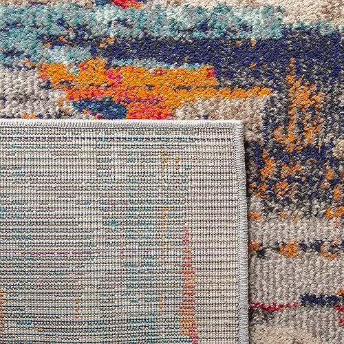 Miniatura 6 de SAFAVIEH Madison Collection MAD419C - Alfombra cuadrada de 3 pies color marfilmulticolor, bohemio, abstracto, envejecido, no desprende pelusa, para