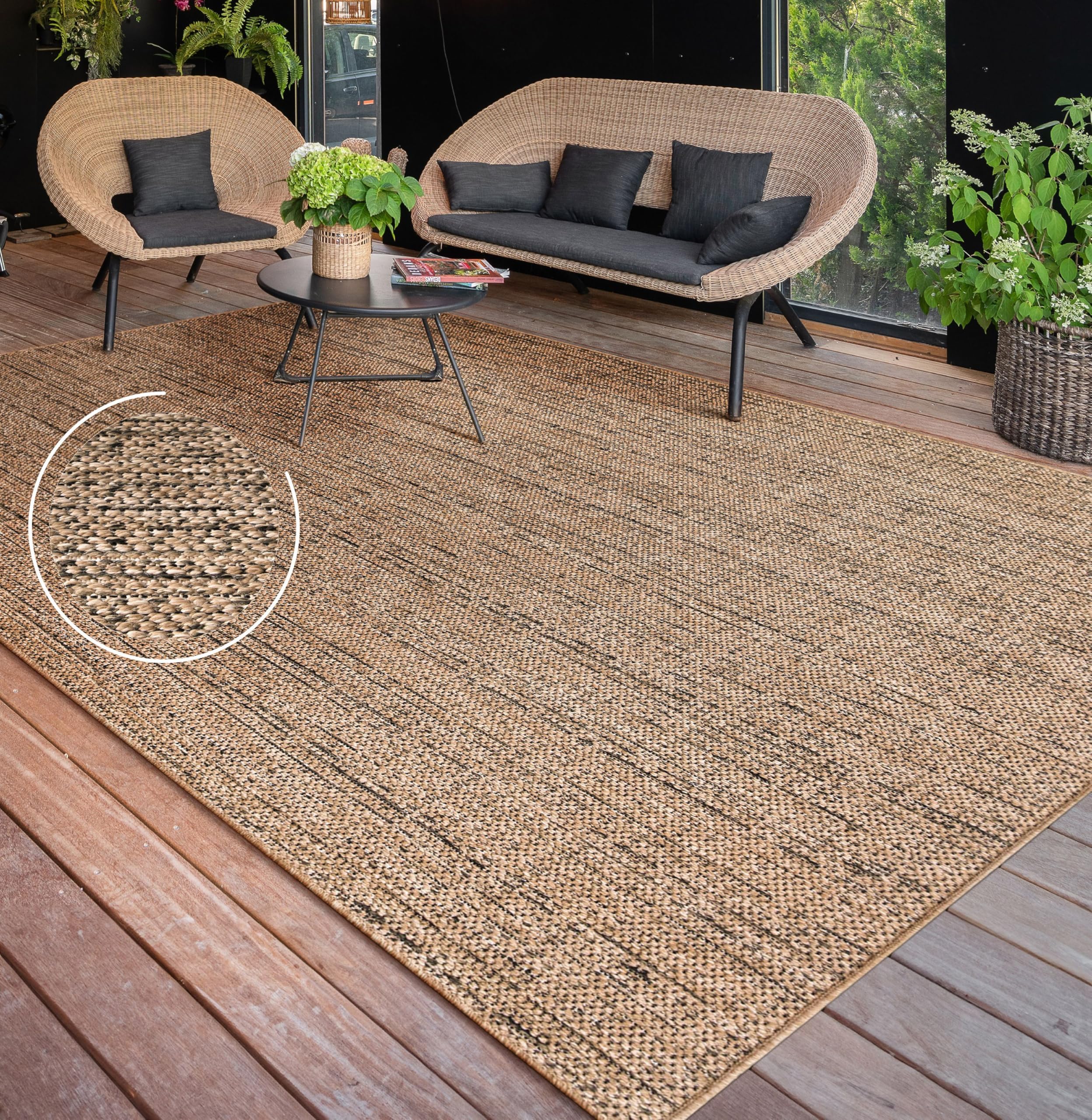 Paco Home Alfombra Salon De Habitacion Cocina Exterior Terraza Jardin Se Puede Lavar En La Lavadora Motivo Boho Chic Lisa, tamaño:160x220 cm, Color:Beige