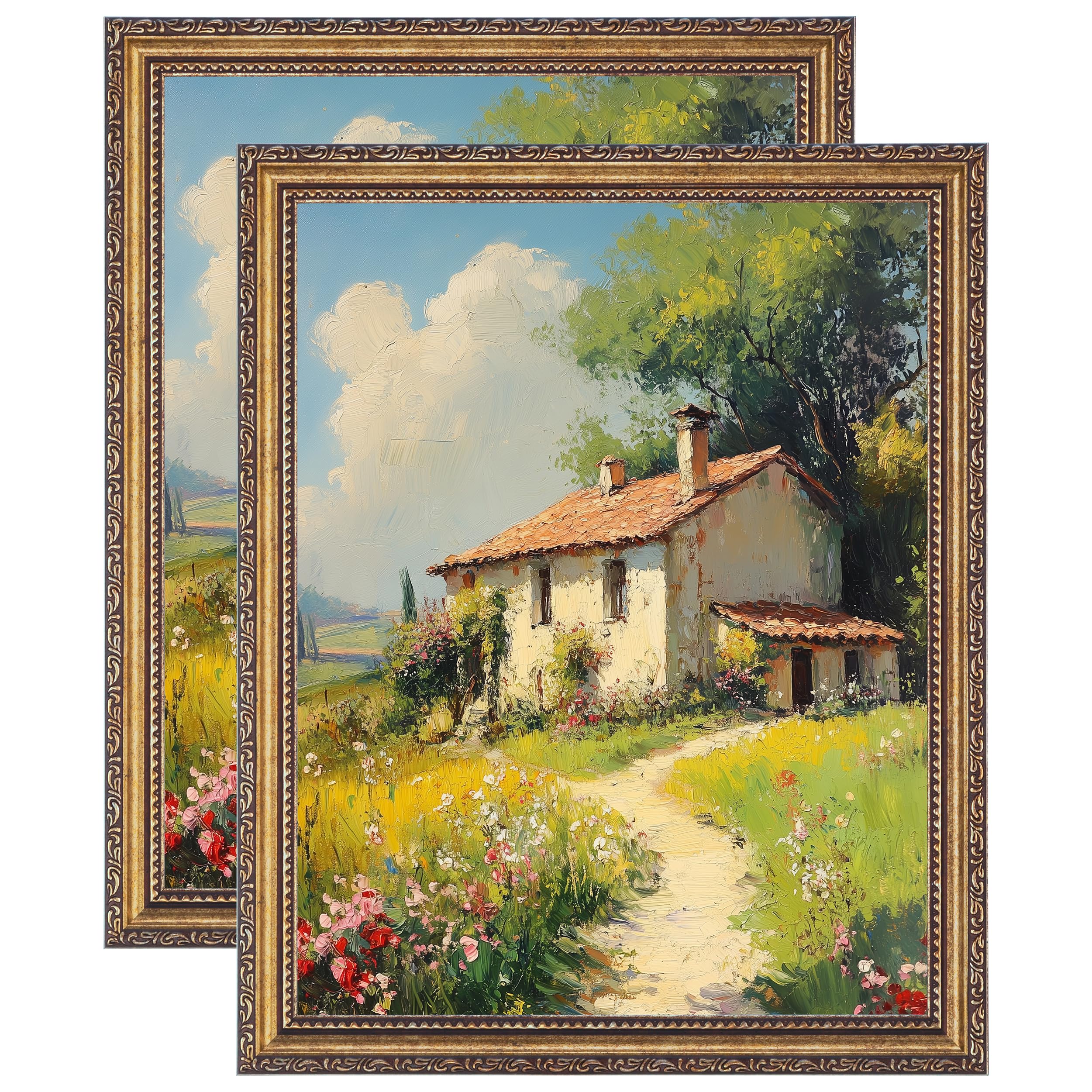 eletecpro 11x14 Vintage Picture Frame, Glass Cover, Bronze Gold, 2-Pack