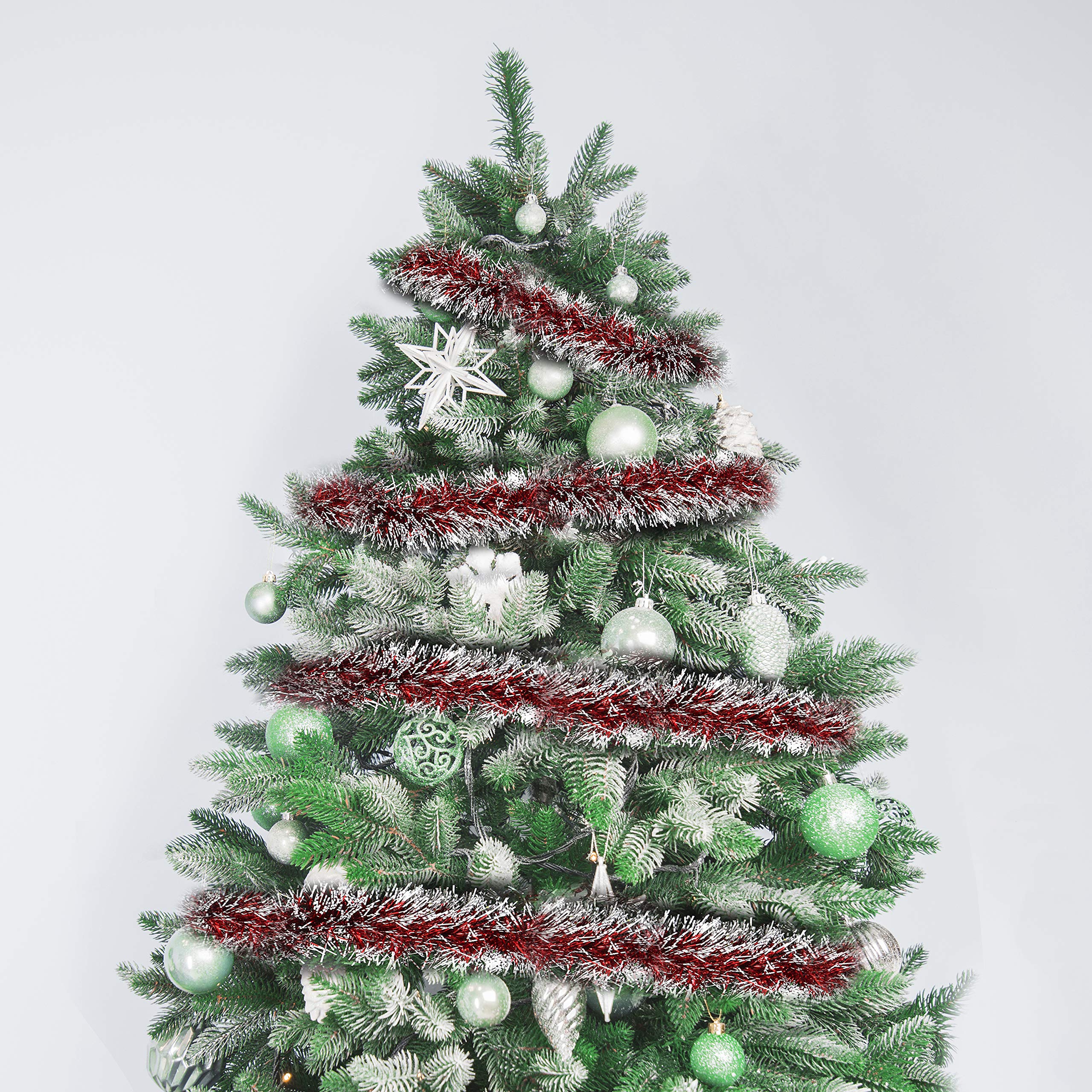 Guirlande Noël Rouge & Argent – 10 Mètres Scintillants Pour Sapin, Mur, Balcon – Décoration Festive Intérieur/Extérieur