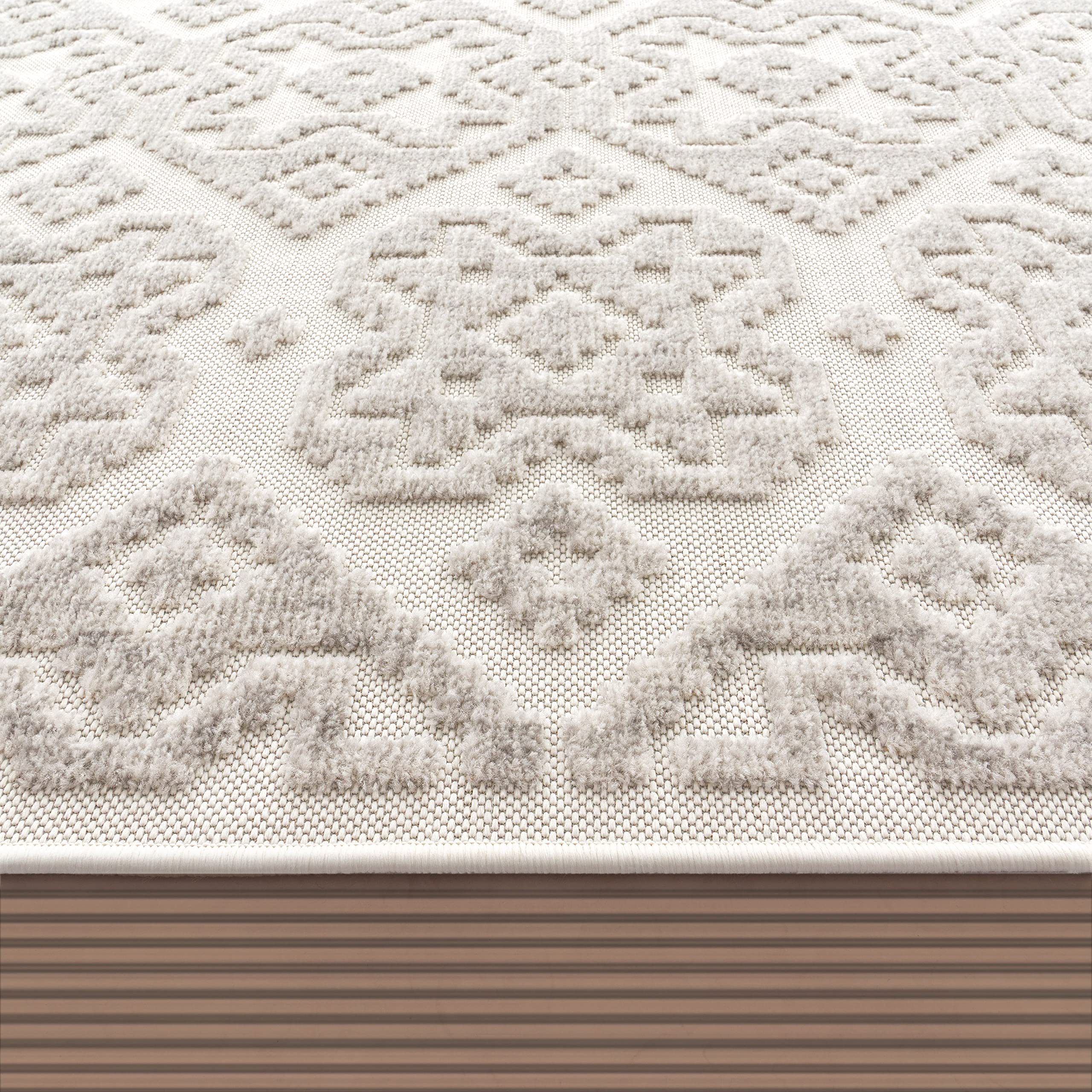 Tappeto Per Esterni E Interni 60x100cm - In Polipropilene, Antipiega, Colore Avorio - Foto 4