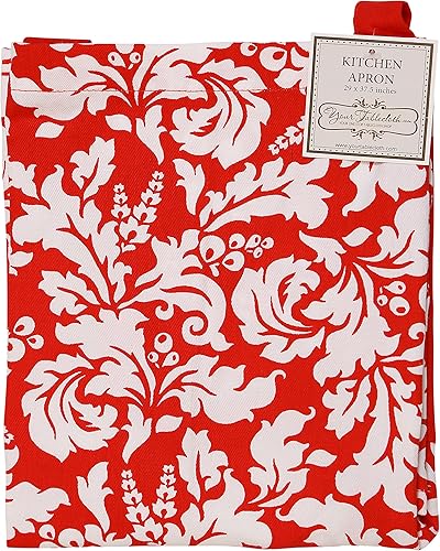 Miniatura 8 de Yourtablecloth Delantal de cocina de damasco de algodón con bolsillos para hombres y mujeres, delantal de calidad para parrilla, cocina, restaurante