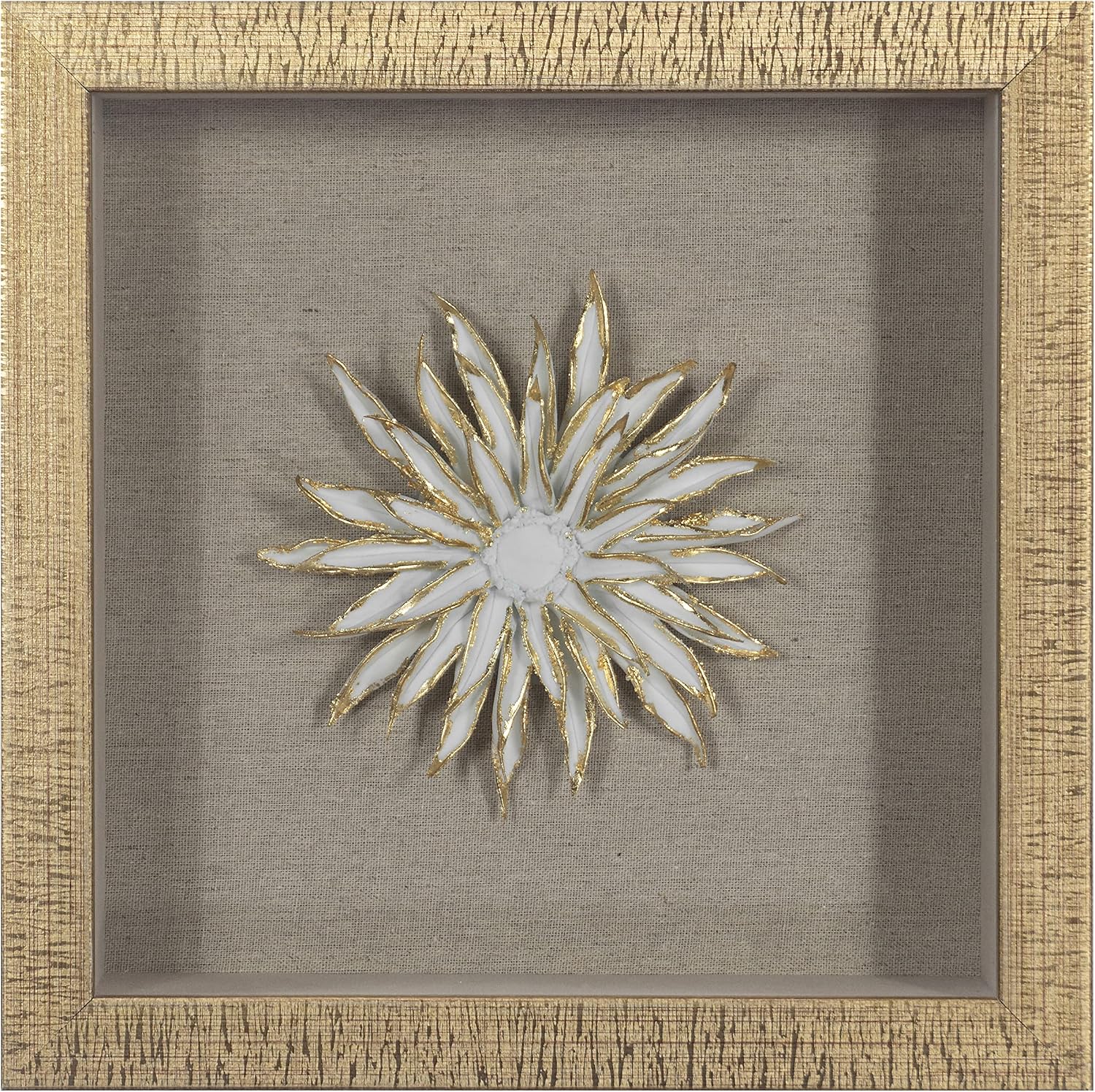 Huji Gold Ceramic Flower Shadow Box Wall Décor (DP)