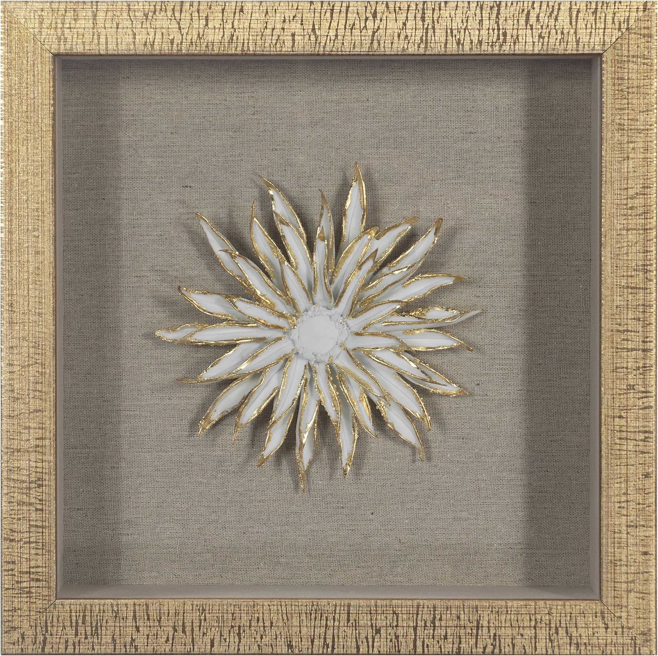 Huji Gold Ceramic Flower Shadow Box Wall Décor (DP)