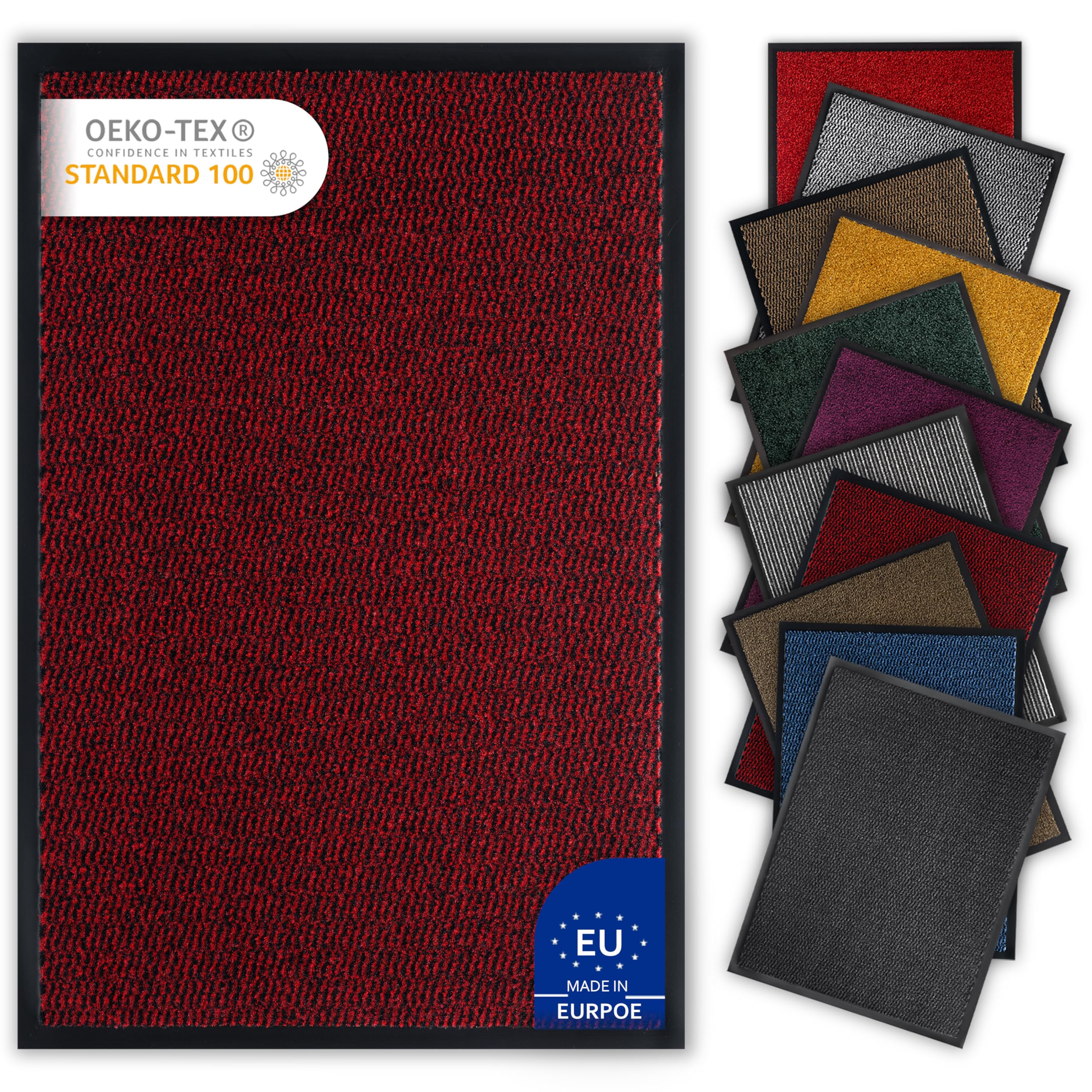 Bodenständig® Scarpe pulite grazie al tessuto assorbente (robusto), dimensioni perfette, colore rosso scuro, 90 x 150 cm, zerbino interno, zerbino interno per interni