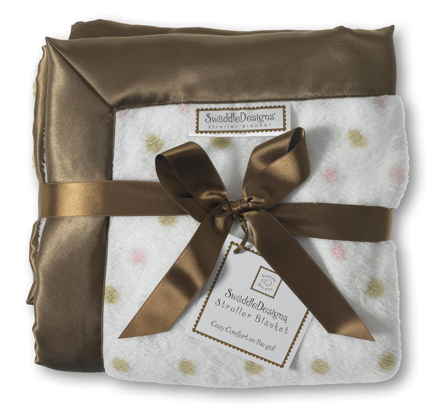 SwaddleDesigns Cozy Stroller Blanket, Pink/Mocha Nursery