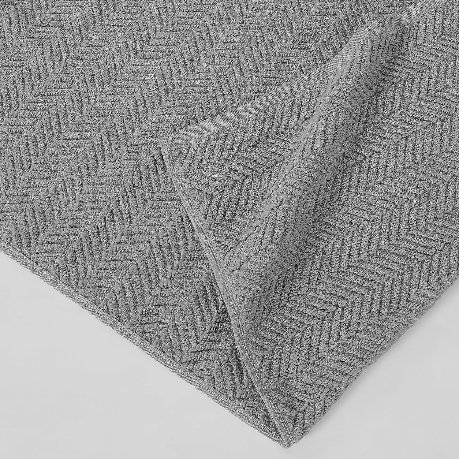 Modern Threads Otis 6-Piece 100% Cotton Towel Set – Zero Twist Jacquard Chevron – Includes 2 Bath Towels, 2 Hand Towels, 2 Washcloths – Absorbent, Quick Dry, Soft & Durable – Gray