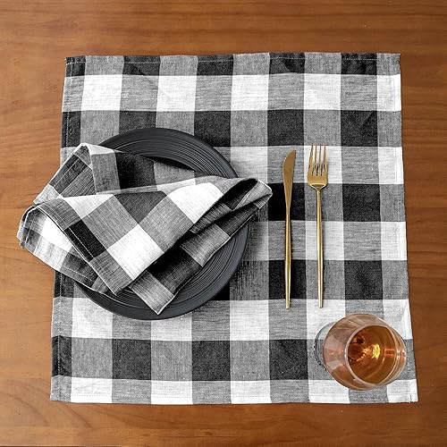 Miniatura 8 de EVERLY Manteles rectangulares de lino 100% teñido con hilo de 60 x 120 pulgadas para comedor, fiestas de bufé, pícnic, eventos y restaurantes,