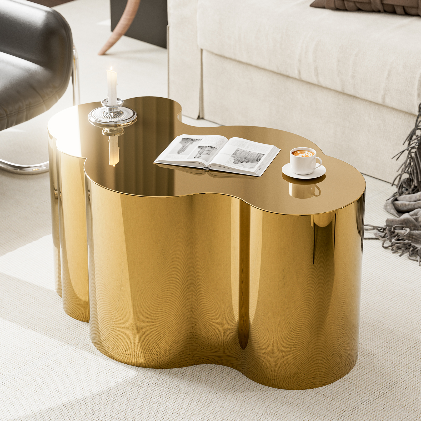 Amazon.com: IKIFLY Modern Gold Stainless Coffee Table, Small Cloud