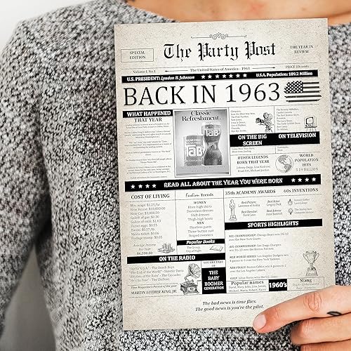 Miniatura 6 de Tarjeta de cumpleaños número 61, tarjeta jumbo de feliz cumpleaños para hombres o mujeres nacidos en 1963, regalos divertidos grandes para papás o