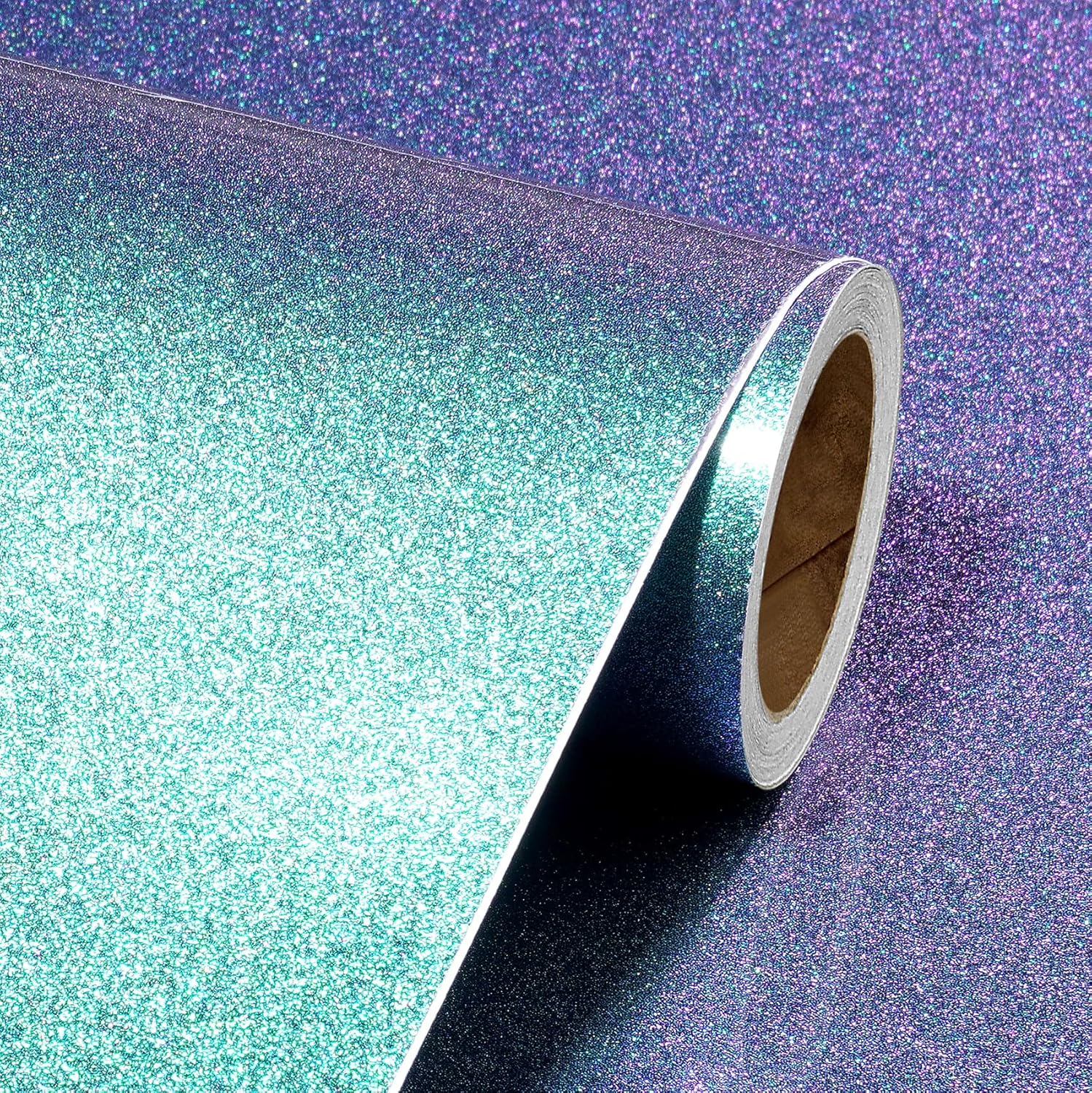 Livelynine 15.8x394 Glitter Peel and Stick Wallpaper Blue Green Teal Navy Glitter Contact Paper for Countertops Desk Waterproof Vinyl Countertop Wrap Bedroom Wall Paper Renter Friendly Cabinet Covers