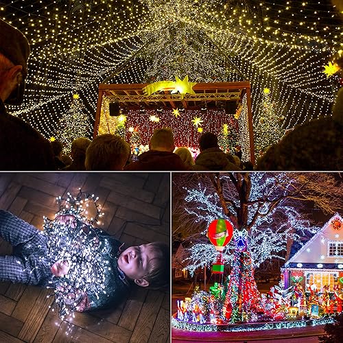 Miniatura 7 de LYHOPE Luces de Navidad, 98.4 pies, 300 luces LED de hadas de Navidad, luces cálidas y blancas que cambian de color, con control remoto, 11 modos,