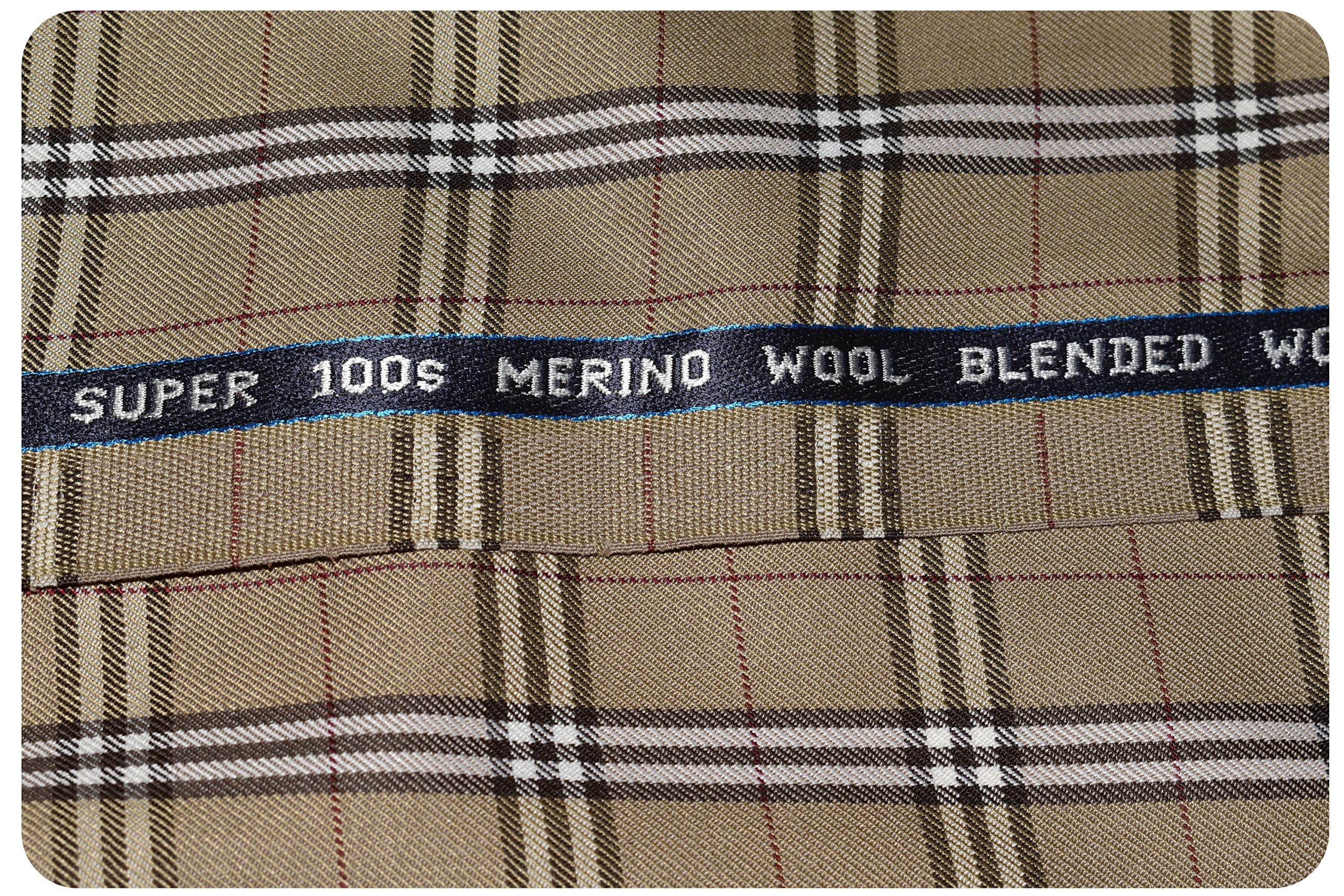 j jamsty Men's 100's Merino Wool Checkered Unstitched Blazer or Jacket Fabric (Beige)(2.10 Meter, Free Size)-picture-56