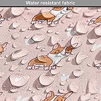 Vista 140 de Ambesonne Tela Geométrica por Yarda, Diseño Monocromo Patrón Abstracto de Líneas Continuas sobre Fondo Liso, Tela de Punto Elástico para Ropa