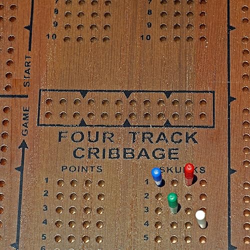 Miniatura 10 de WE Games Cribbage - Juego de mesa de viaje, cuna de viaje con almacenamiento de tarjetas y clavijas de plástico, tablero único de 4 pistas, juego de