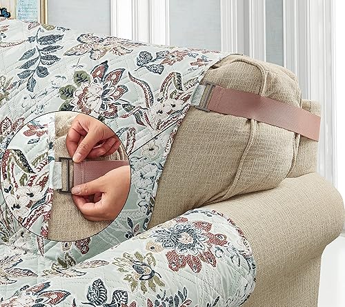 Miniatura 3 de Brilliant Sunshine Hermosa funda de sofá de flores burdeos, funda acolchada de gran tamaño, 54 pulgadas de ancho de asiento, protector de muebles