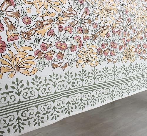 Miniatura 3 de Ridhi Mantel rectangular de algodón de 70 x 118 pulgadas, estampado de bloques a mano, lavable, reutilizable, bohemio, para decoración de bodas,