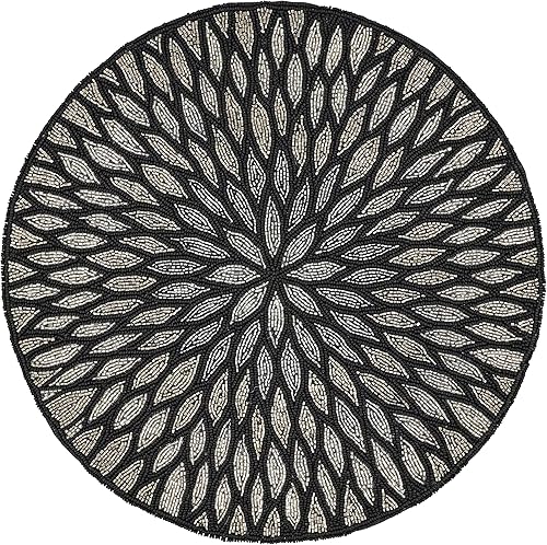 Miniatura 4 de SARO LIFESTYLE Jaipur Collection - Manteles individuales con diseño de cuentas, 15 pulgadas, color blanco, 4 piezas