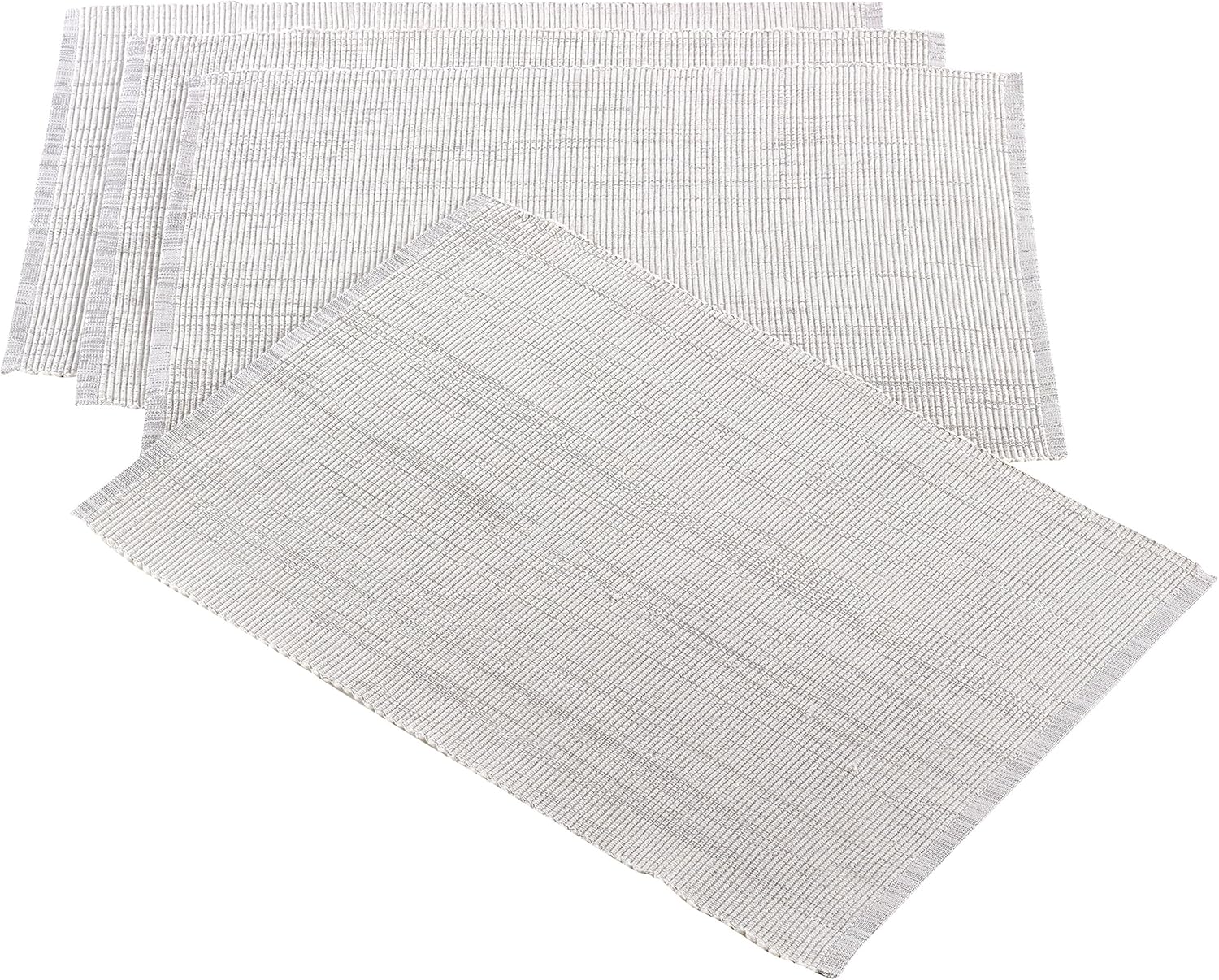 Saro LifeStyle 119.W1319B Shimmering Design Ribbed Placemat , White, 13"x19" (Set of 4 pcs)