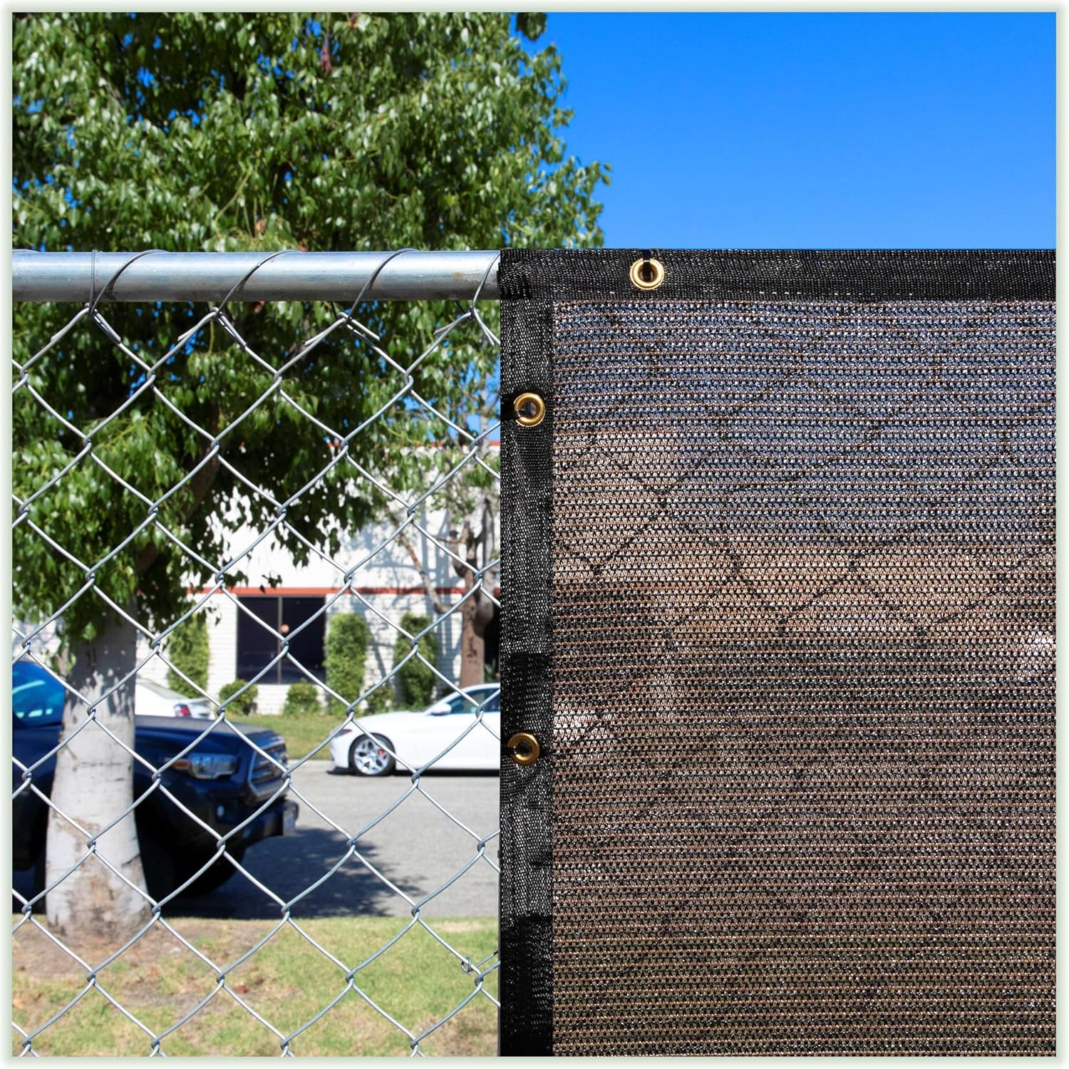 ColourTree 4' x 5' Brown Custom Size Shade Cloth with Grommets - 90% Sunblock, Durable Mesh Fabric Tarp for Dog Kennel Cover, Fence Privacy Screen, Greenhouse, Chicken Coop & Pet Playpen.