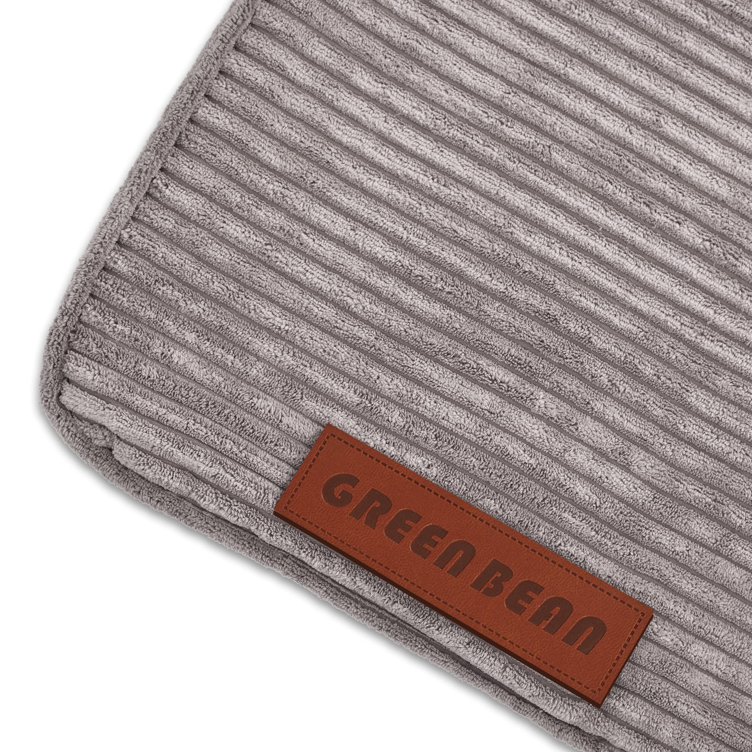 Green Bean© Square XXL Indoor Housse en Velours Côtelé 140 x 180 cm - Housse de Pouf sans Remplissage - 600D Oxford, Cord - Doux, Moelleux, Robuste - Lavable, avec Sac Interne Gris