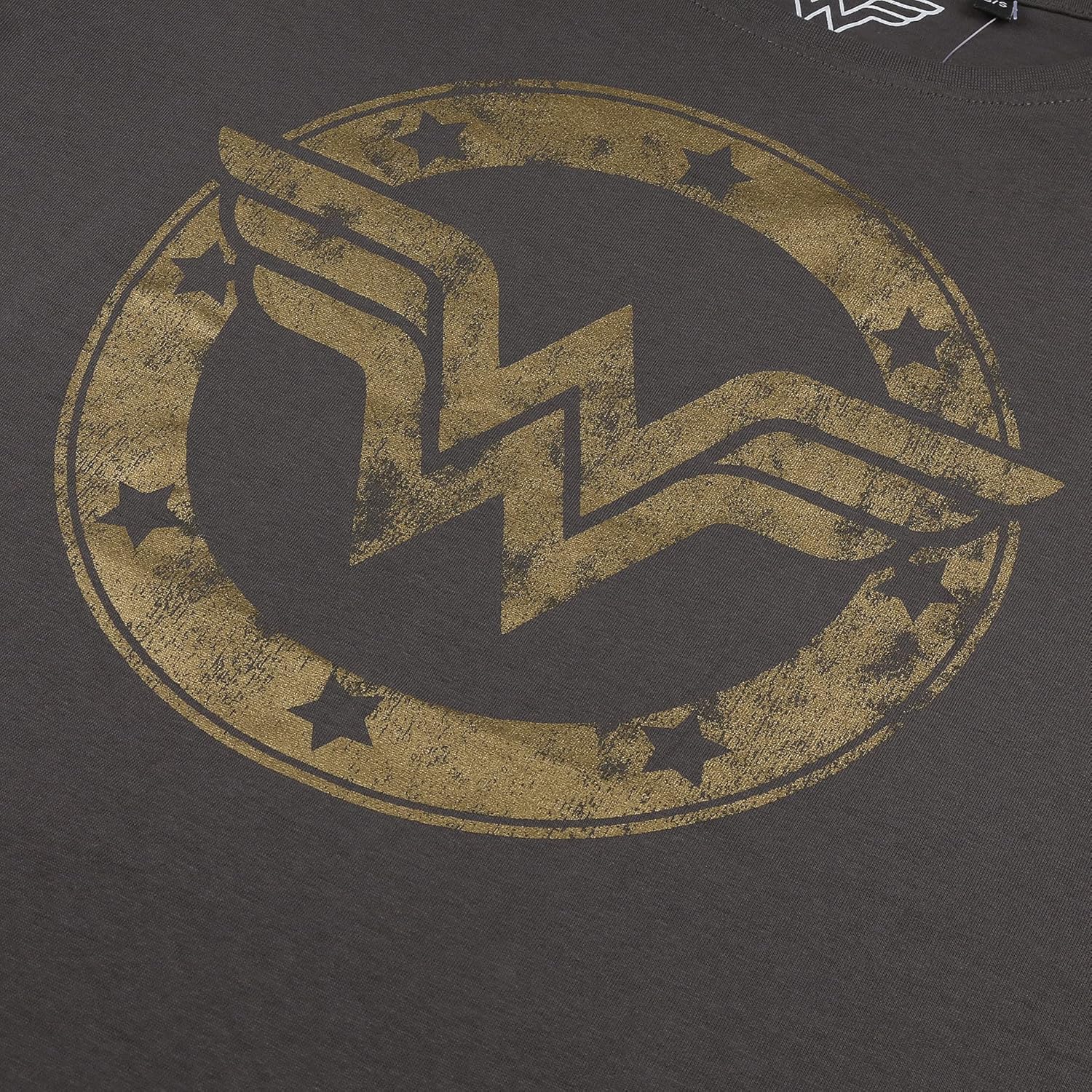 Popfunk Classic Wonder Woman Metallic Logo Mother's Day Women's Rolled Sleeve Fashion T Shirt - Image 3