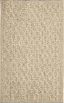SAFAVIEH Palm Beach Collection Area Rug - 6' x 9', Sand, Sisal & Jute Design, Ideal for High Traffic Areas in Living Room, Bedroom (PAB351A)