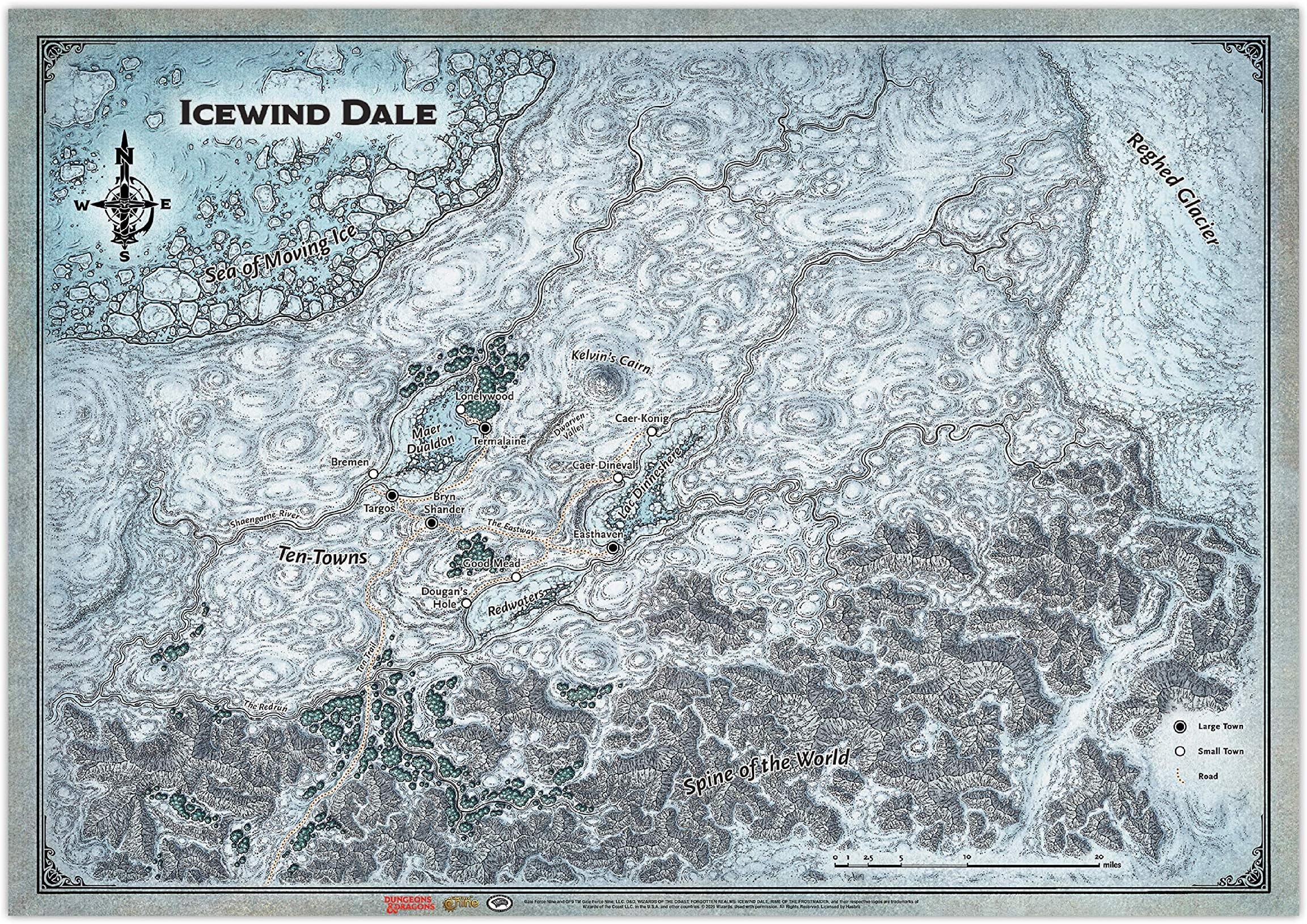 Gale Force Nine D&D: Icewind Dale Map - 31"x 21" - GF9's Official Dungeons & Dragons Tapletop Map, Multicoloured, One Size, (72806)