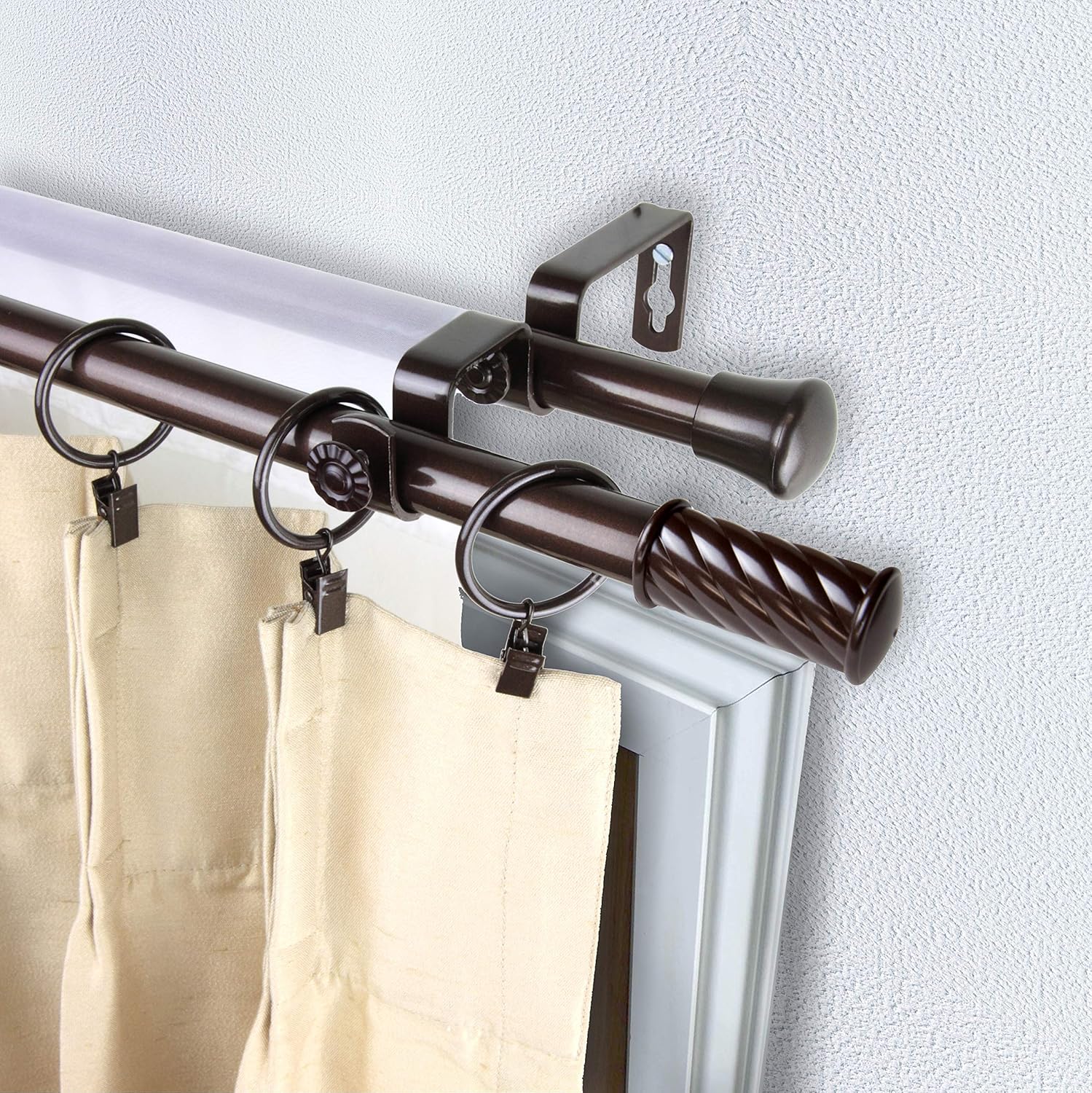 Rod Desyne Grip 3/4 inch Dia. 28-48"-Cocoa Double Curtain Rod Set