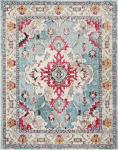 Miniatura 9 de Alfombra bohemia Safavieh estilo medallón antiguo, colección Monaco MNC243J, no suelta fibra, resistente a las manchas, ideal para comedor, entrada,