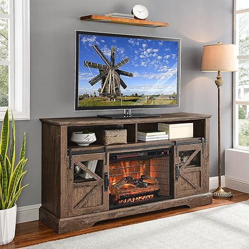 Miniatura 2 de KUIKUI Soporte de TV con chimenea eléctrica para televisores de hasta 70 pulgadas, silla de 60 pulgadas, estufas de chimenea eléctrica, consola de