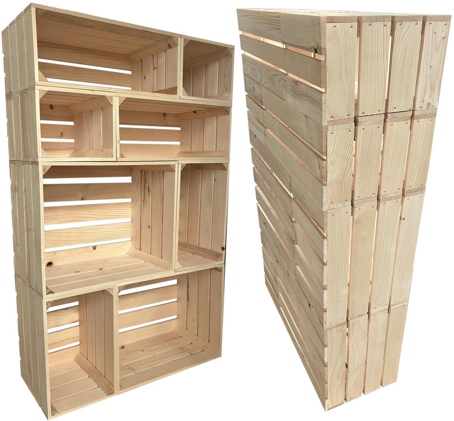 4er Set Holzkiste Groß Aus Holz - massive Weinkisten Vintage 50 x 20 x 30 cm - Holzbox Für Aufbewahrung, Holzregal - Robuste Obstkisten & Apfelkisten - Deko Kiste Für Küche, Wohnzimmer - Kiste Natur