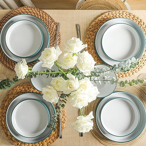 Miniatura 7 de Christian Siriano Larosso - Juego de vajilla de cerámica de 12 piezas con cuencos y cuencos para pasta, platos y cuencos, juego de platos para 4,