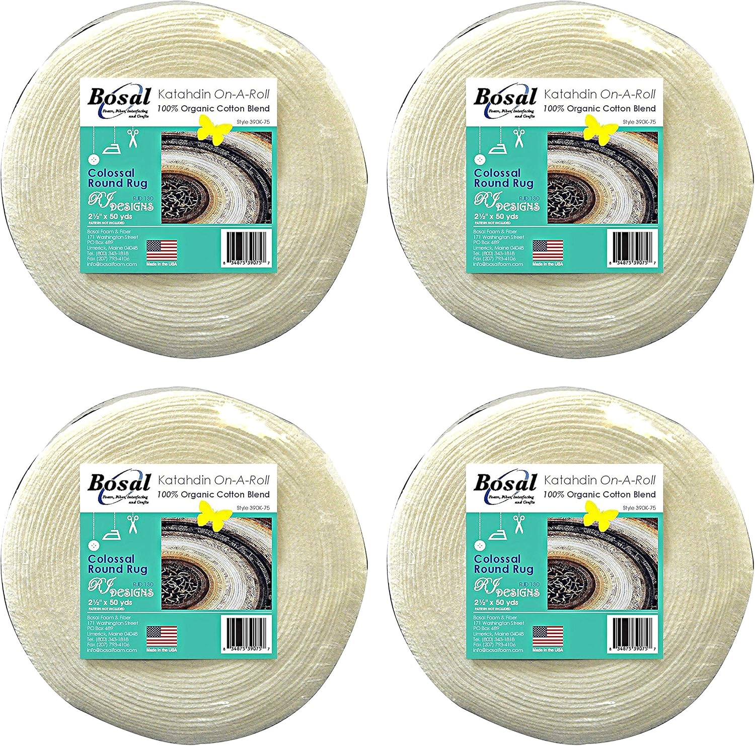 Bosal Katahdin 100% Organic Cotton Blend Batting On A Roll 2.5 inches x 50 Yards (Fоur Расk)
