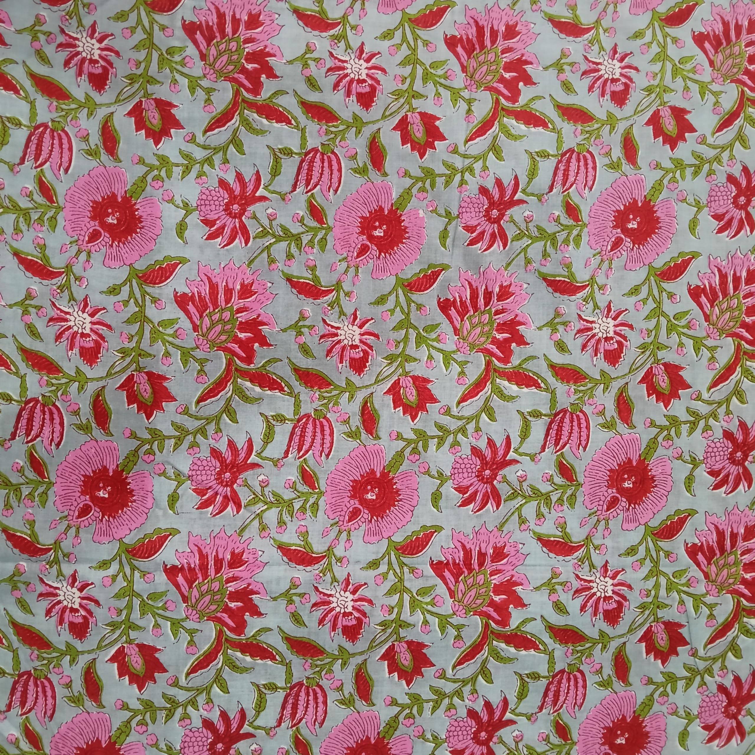 100% Cotton Dress Making Fabric Sanganeri Print Jaipur Hand Block Printed Unstiched Dress Material for Women Blouse/Plazzo, Kurti/Lehenga/Saree/Piece Womens 43" Inches Width (Grey 1, 2.5 Meter)-picture-11