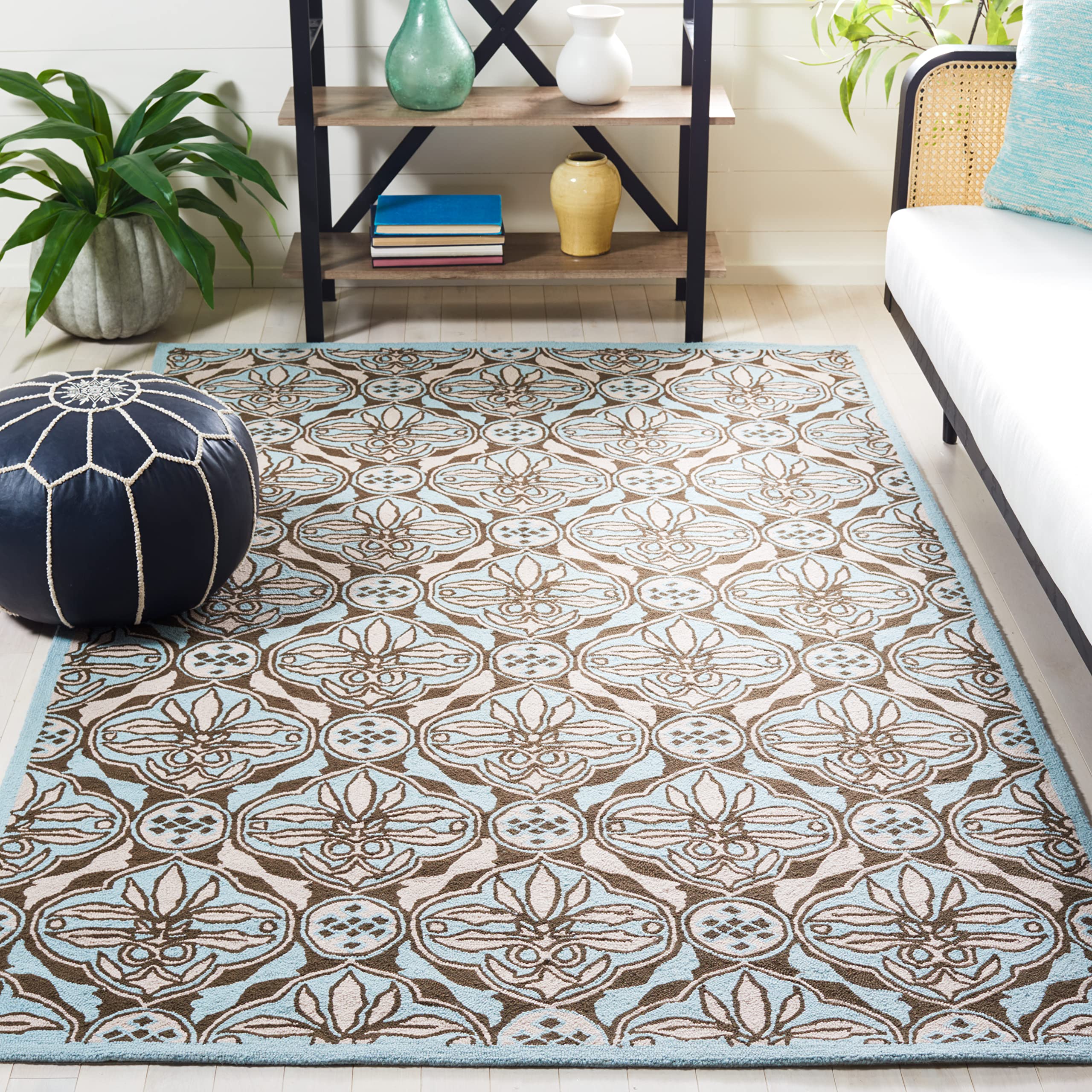 Photo 1 of ***Stock Photo Reference*** SAFAVIEH Area Rug 8x10 - Chelsea Collection - Large - Brown & Blue, Hand-Hooked Wool, French Country Design, Ideal for Living Room, Bedroom, Office, Dining Space (HK715A)
