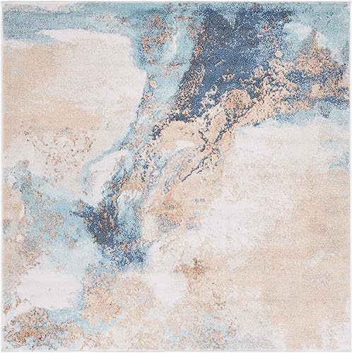 Miniatura 10 de SAFAVIEH Phoenix Collection - Alfombra de área de 9 x 12 pies, azul, diseño abstracto moderno, no desprende pelusa y de fácil cuidado, ideal para