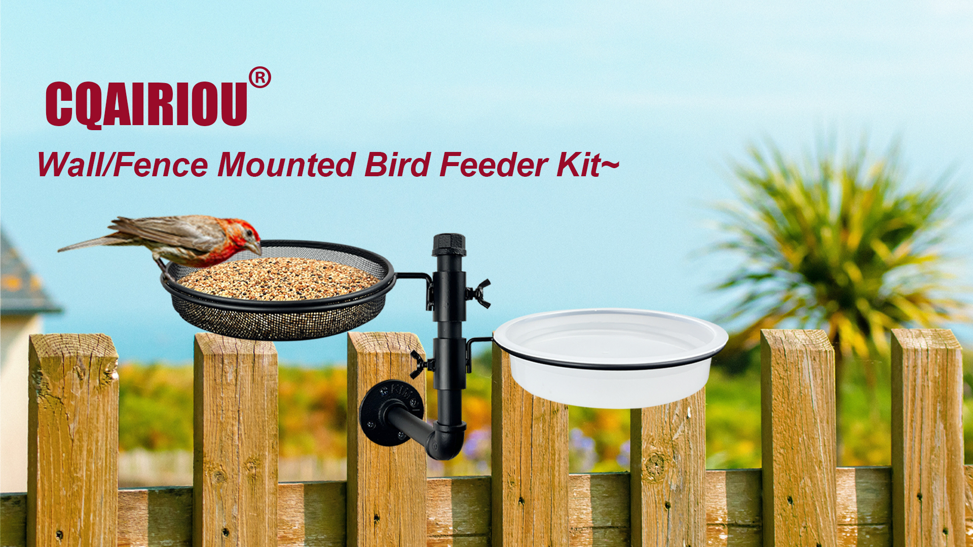 Mangeoire à Oiseaux à Suspendre à 2 étages,Plateau En Maille Métallique De Qualité Supérieure Et Bol D'eau