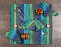 Vista 4 de Paquete de 12 servilletas de cena de 100% algodón con rayas de salsa de gran tamaño, 20 x 20 pulgadas, esquinas en inglete y dobladillo generoso