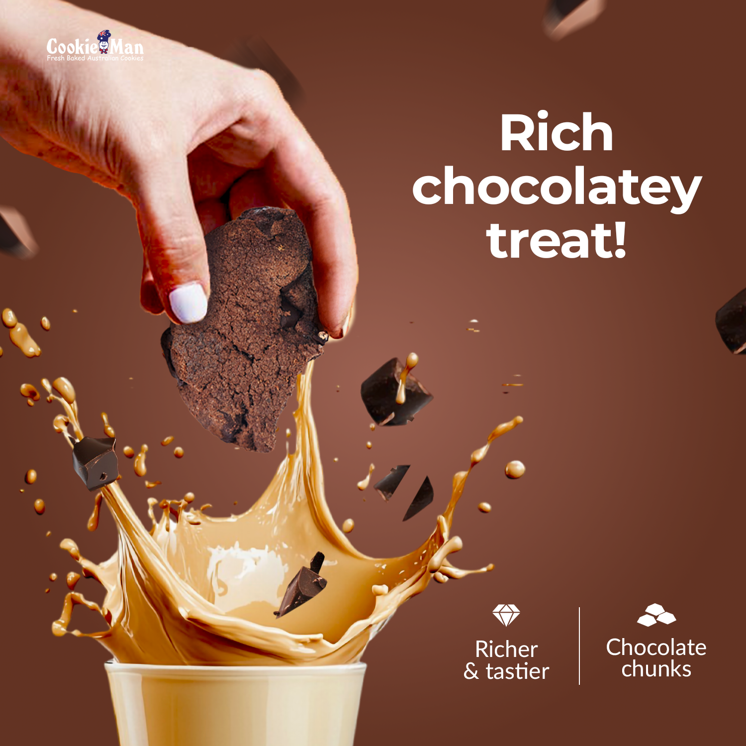 CookieMan Rich Choco Chunk Chocolate Cookies - 120g | Loaded Choco