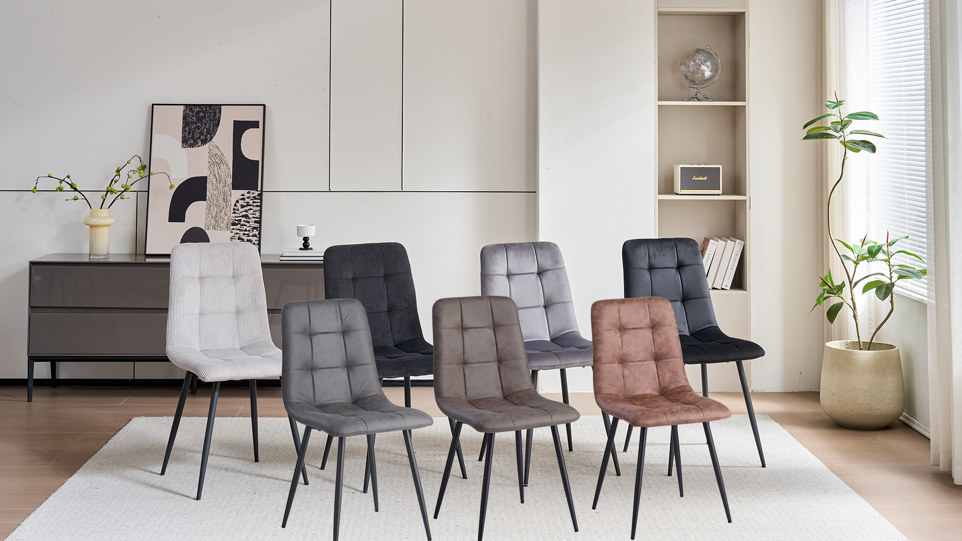 Lot De 4 Chaises Salle à Manger GrandCA HOME - Velours Côtelé Gris Avec Pieds Métal