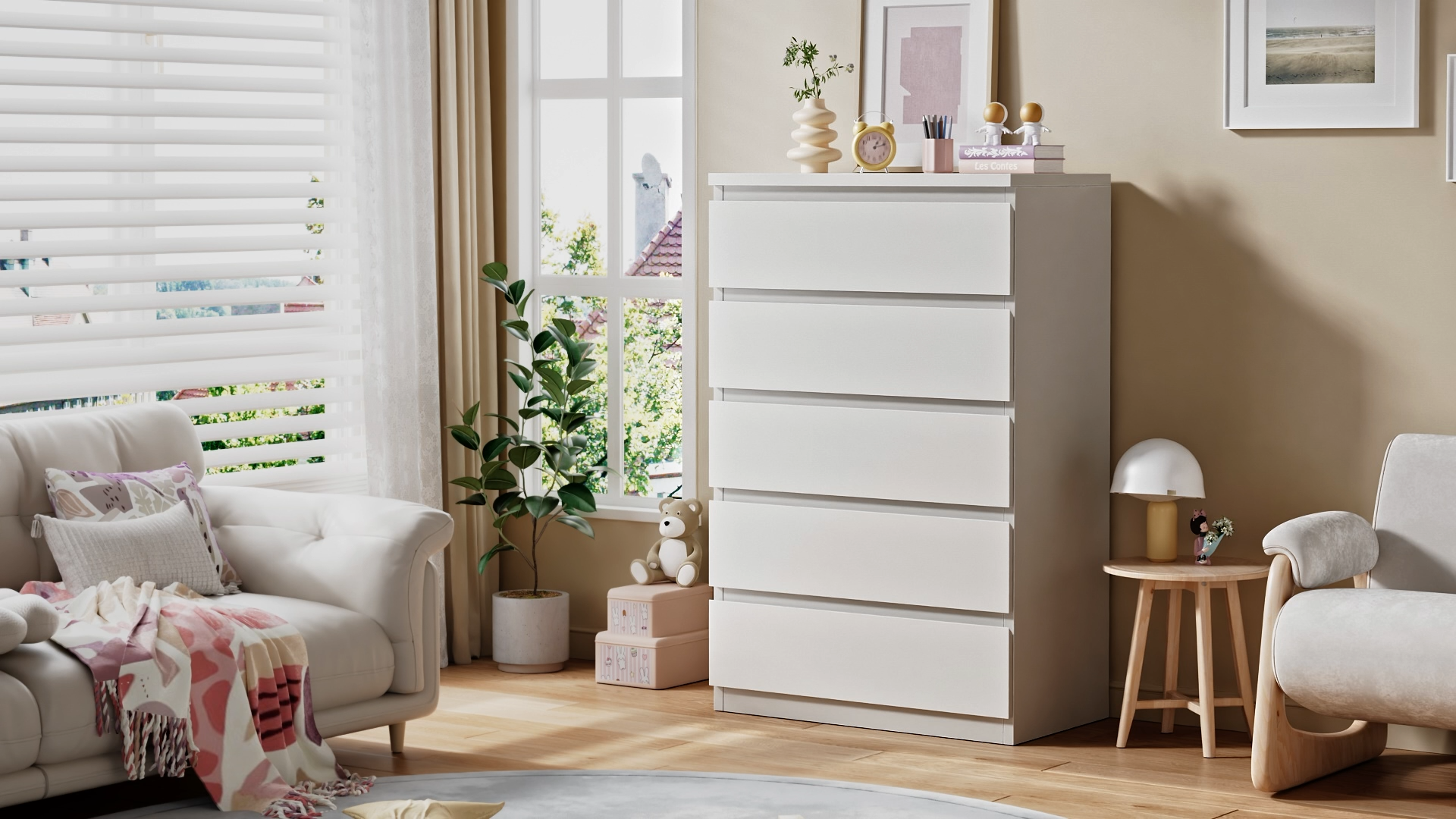Amazon.com: Jocoevol White 5 Drawer Dresser for Bedroom, 15