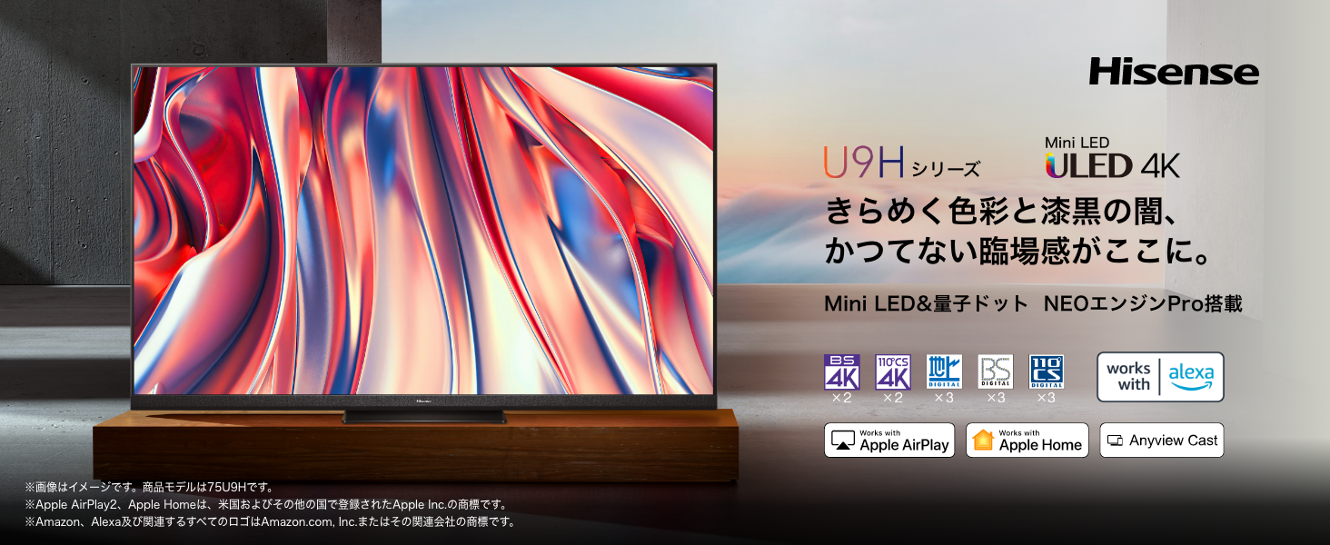 Amazon | ハイセンス 65V型 4Kチューナー内蔵 Mini LED&量子ドット