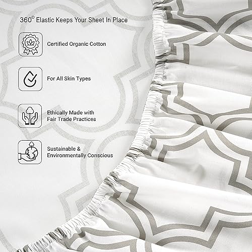 Miniatura 5 de Juego de 2 piezas con sábana bajera 100% algodón orgánico en tamaño individual XL y 1 funda de almohada, con tejido de percal de algodón ultrasuave,