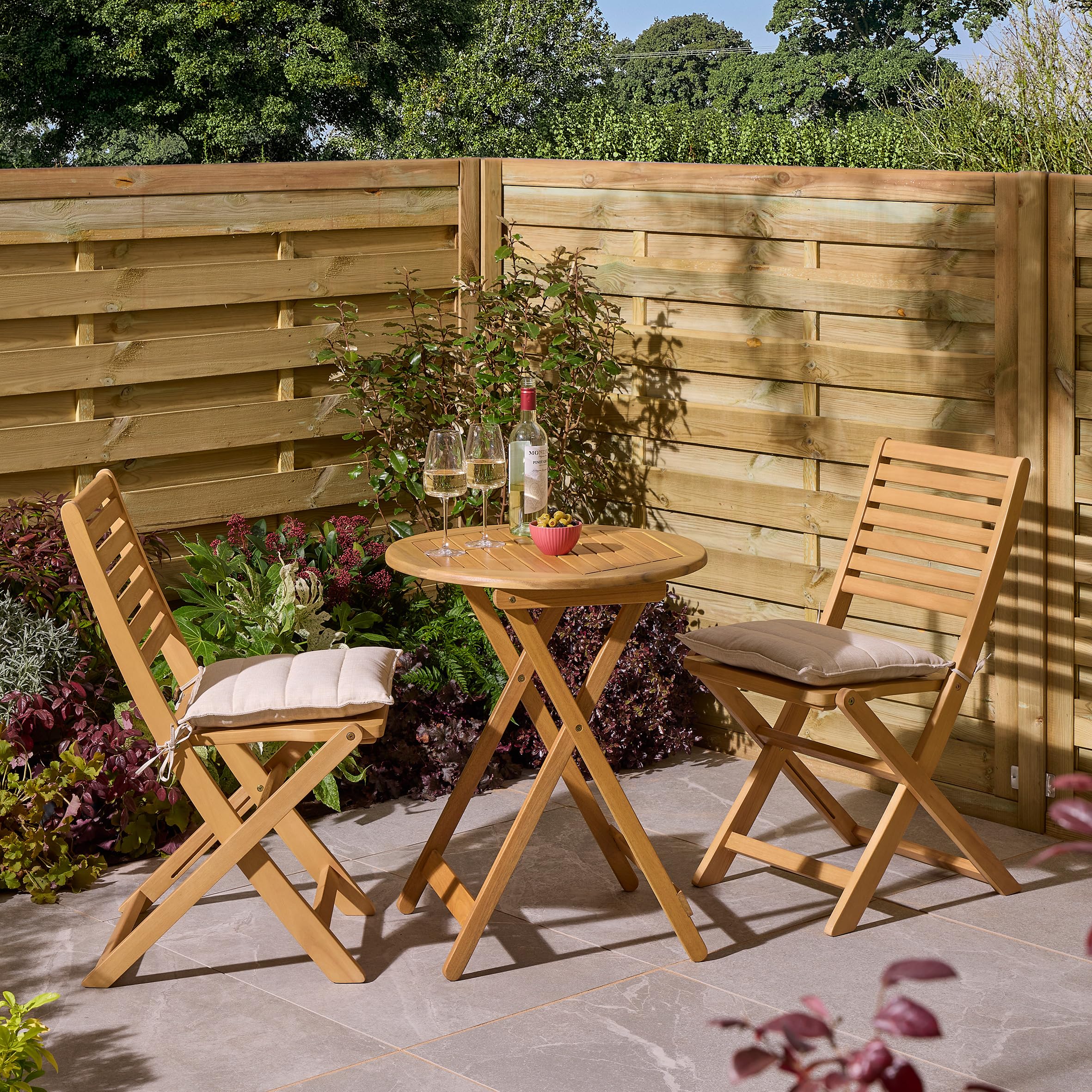 Rowlinson Ashdown Folding Bistro Set with Cushions