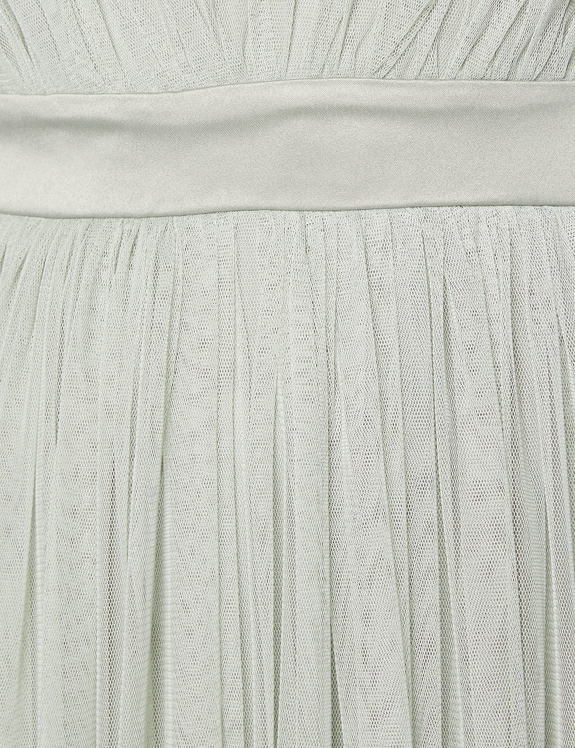 Maya Deluxe Damska sukienka maxi z falbanką, dekolt w serek, bez rękawów, wysoka talia, długa na studniówkę, wesele, druhna, Zielony (Sage Green), 42