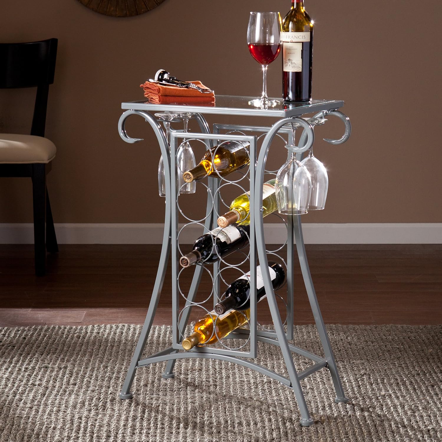 Amazon.com: Southern Enterprises AMZ4151CO Newnan Wine Rack Table ...